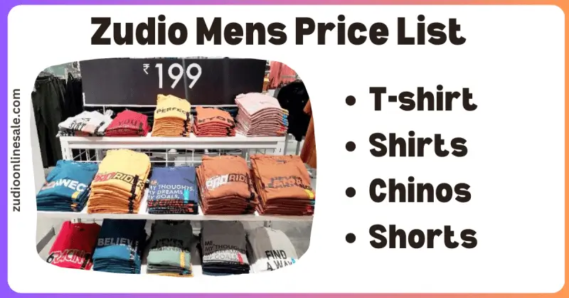 Zudio Mens Price List