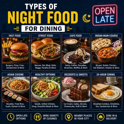 Late Night Restaurants Food Type List